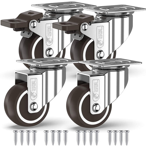 GBL - Castor Wheels 50mm + Screws 200KG | Trolley Wheels for Furniture - GBL Castors