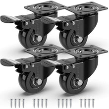 Load image into Gallery viewer, GBL - Castor Wheels 50mm + Screws 200KG | 4 Heavy Duty Wheels for Furniture (4 With Brakes) - GBL Castors
