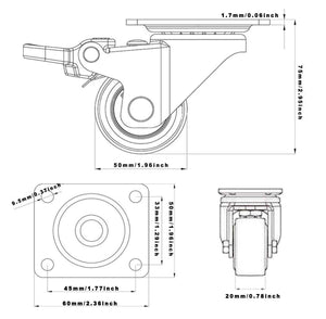 GBL - Castor Wheels 50mm + Screws 200KG | Trolley Wheels for Furniture - GBL Castors