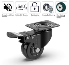 Load image into Gallery viewer, GBL - Castor Wheels 50mm + Screws 200KG | 4 Heavy Duty Wheels for Furniture (4 With Brakes) - GBL Castors
