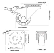 Load image into Gallery viewer, Small  Furniture Wheels - Castor Wheels 25mm - 40Kg Load - GBL Castors
