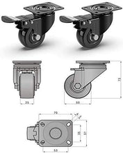 Load image into Gallery viewer, GBL - Castor Wheels 50mm + Screws 200KG | 4 Heavy Duty Wheels for Furniture (4 With Brakes) - GBL Castors
