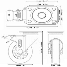 Load image into Gallery viewer, Casters for Furniture | 100mm Furniture Wheels 600KG (2 Brakes &amp; 2 Non-Brakes)
